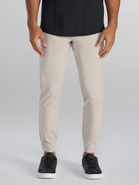 Bylt Everyday Jogger Pants Slim Fit Casual Khaki Dove Beige 33x28 Travel Stretch